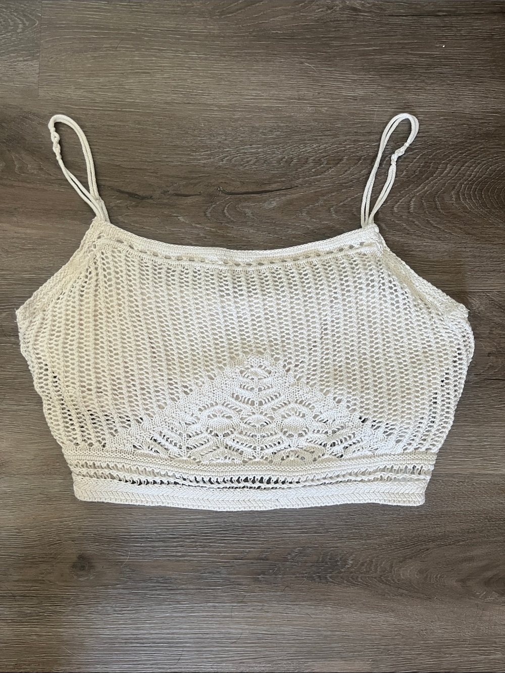 Crochet Knit White Tank Crop Top - Women's Summer Layering Top